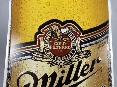 Miller Genuine Draft Light Metal Beer Bar Sign 30” Advertising