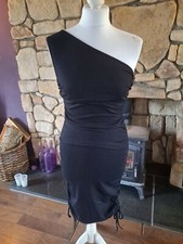 Shein Fine Ribbed Runched Side One Shoulder Dress Size S BNWT