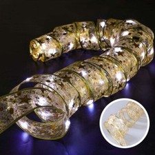 Christmas Tree Topper LED Ribbon Lights Xmas Tree Top Ribbon Bows Party Ornament