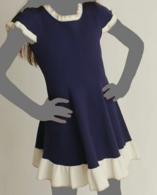 $142 Pink Thread Kid's Girl's Blue Colorblock Cap-Sleeve Swing Dress Size 14-16