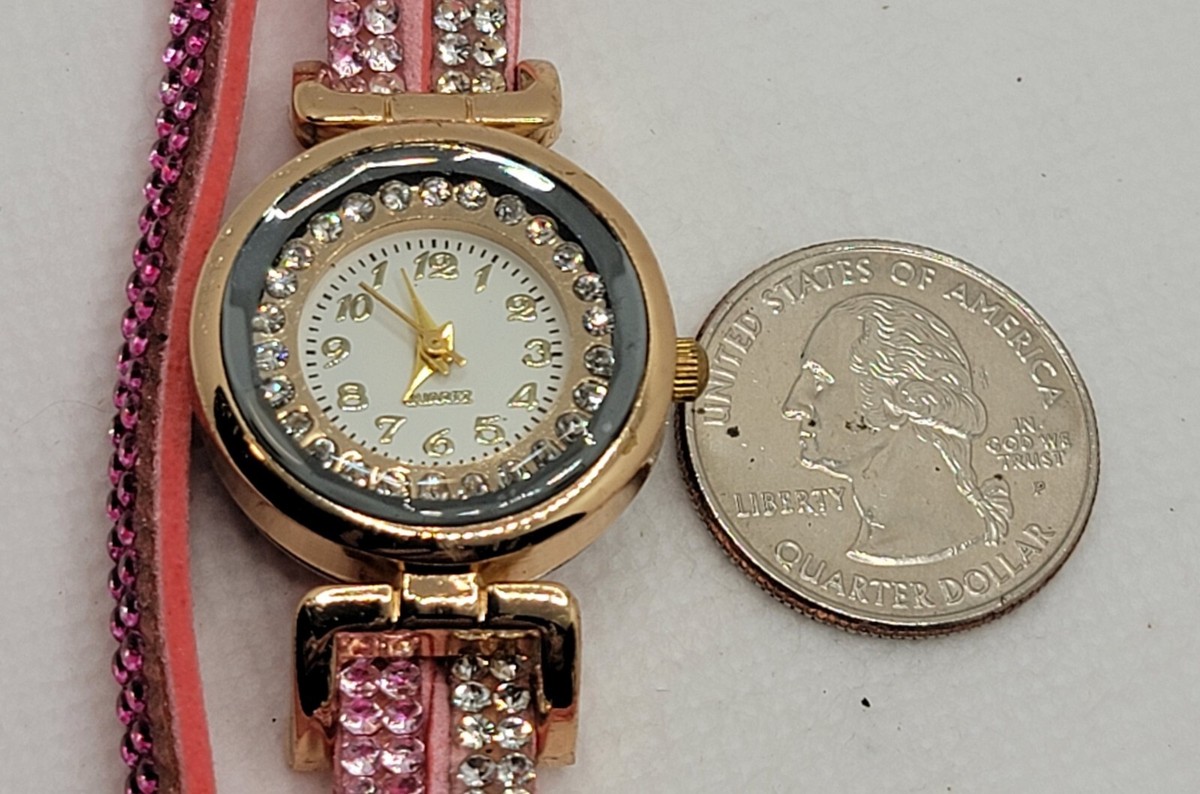 Triple wrap brown leather, silver studded and silver rhinestone watch 9794708-PNK_b.jpg?v=1710186176 main image 2