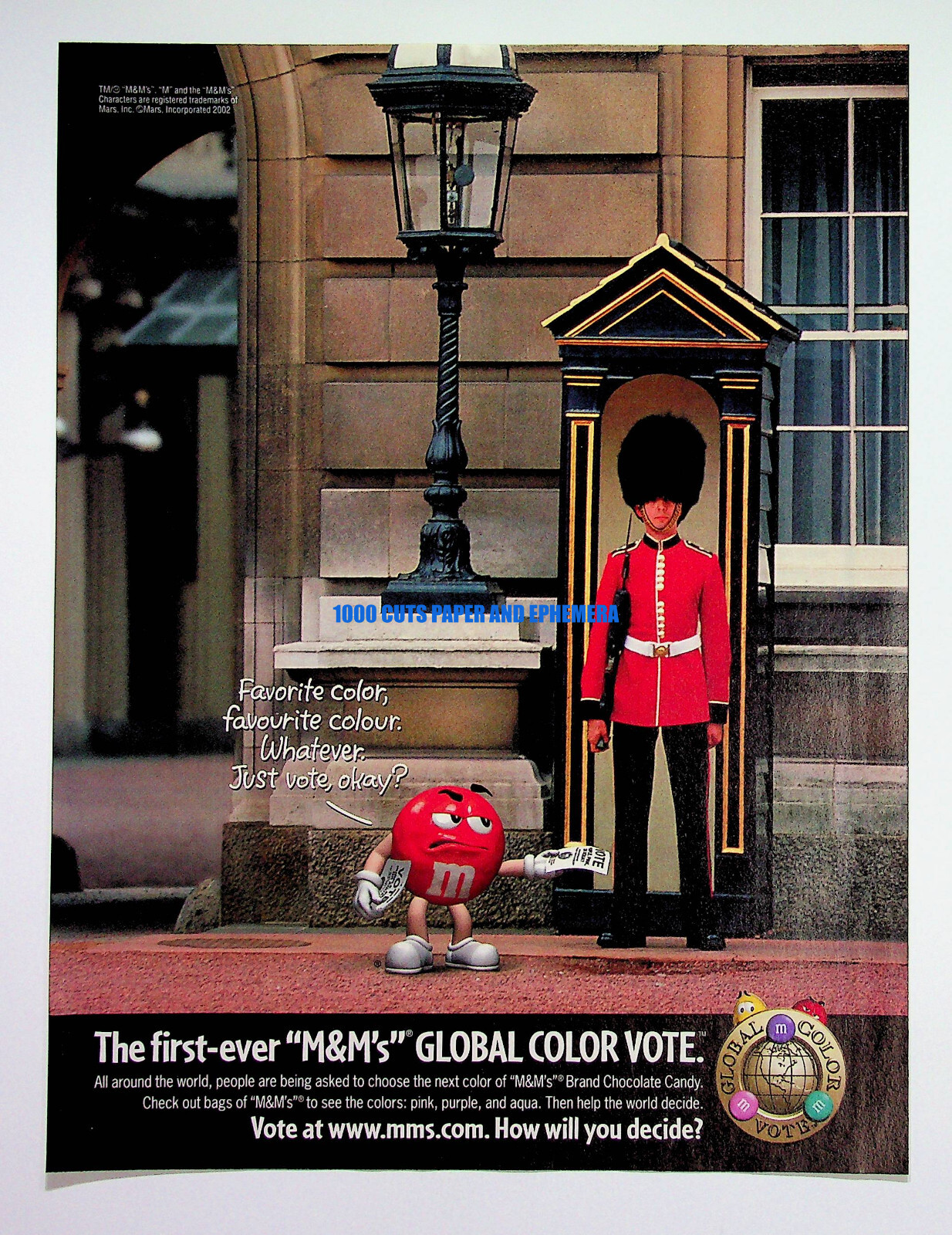 M&M's Chocolate Candy Global Color Vote 2002 Print Magazine Ad Poster ...