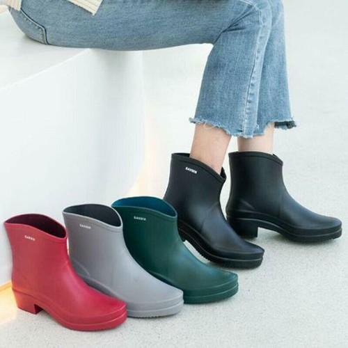 Women Ankle Rain Boots Waterproof PVC 
