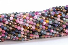 2MM Genuine Natural Multicolor Tourmaline AAA Faceted Rondelle Beads 15.5"