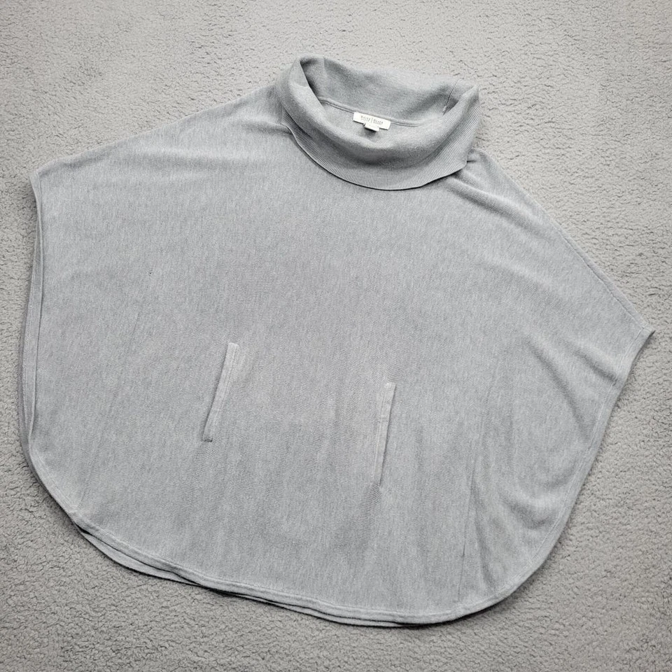 White House Black Market Sweater Womens Medium Gray Knit Front Pocket Bat Wing - Image 2 of 4