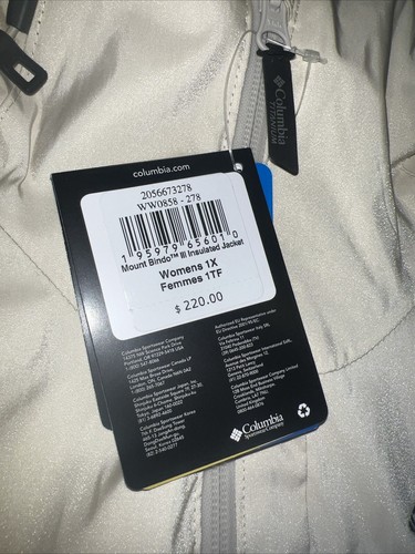 COLUMBIA Mount Bindo III Insulated Omni-tech Titanium Jacket Women Sz 1X Cream - Picture 11 of 15