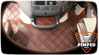 Floor mats for DAF XF/ DAF 105xf / 106xf ECO LEATHER DarkBrown&Beige SET 3