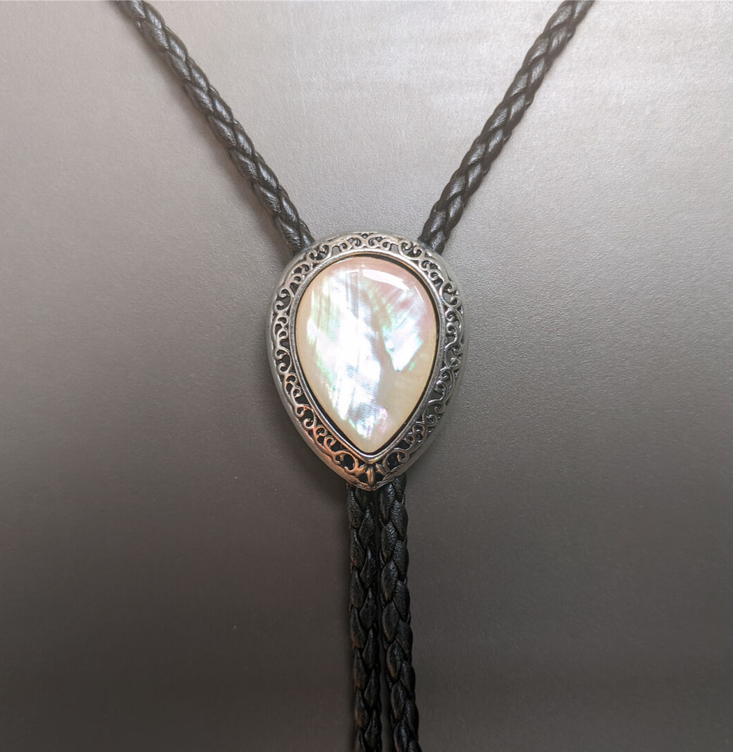 Water Drop Pearl Bola Bolo Tie Wedding Necklace for Men Women - Western Necktie