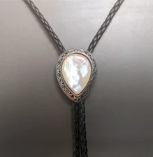 Water Drop Pearl Bola Bolo Tie Wedding Necklace for Men Women - Western Necktie