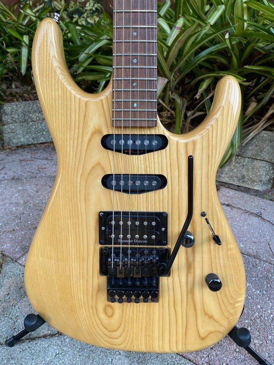 ESP Mirage Deluxe Custom Electric Guitar Natural Grain Wood Floyd