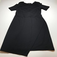 Bar III Dress Womens Size 2XL Black Short Sleeve Sheath Asymmetrical Hem Stretch