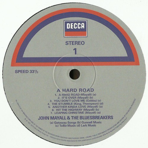 John Mayall And The Bluesbreakers* A Hard Road LP, Album, RE, 180 2015 Electric - Picture 2 of 5