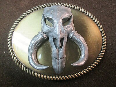the mandalorian mythosaur  skull star wars biker belt buckle