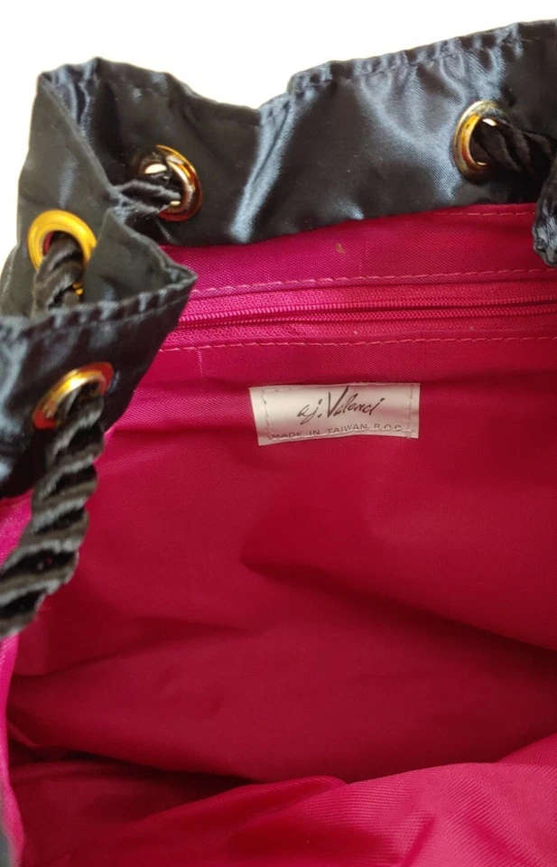 NUEVO SIN ETIQUETAS A J Valenci Cordón Negro Satinado Cartera Escarabajo Floral Libélula Taiwán Foto 3 de 4