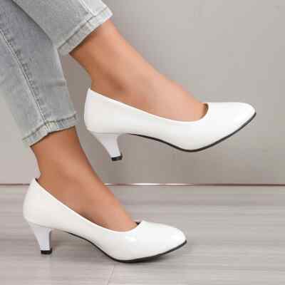 Fashion Women Patent Leather Pumps Low Heel High Heels