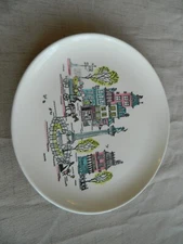 Metlox Pottery Poppy Trail California "Street Scene" 10 1/4" Dinner Plate   16-4