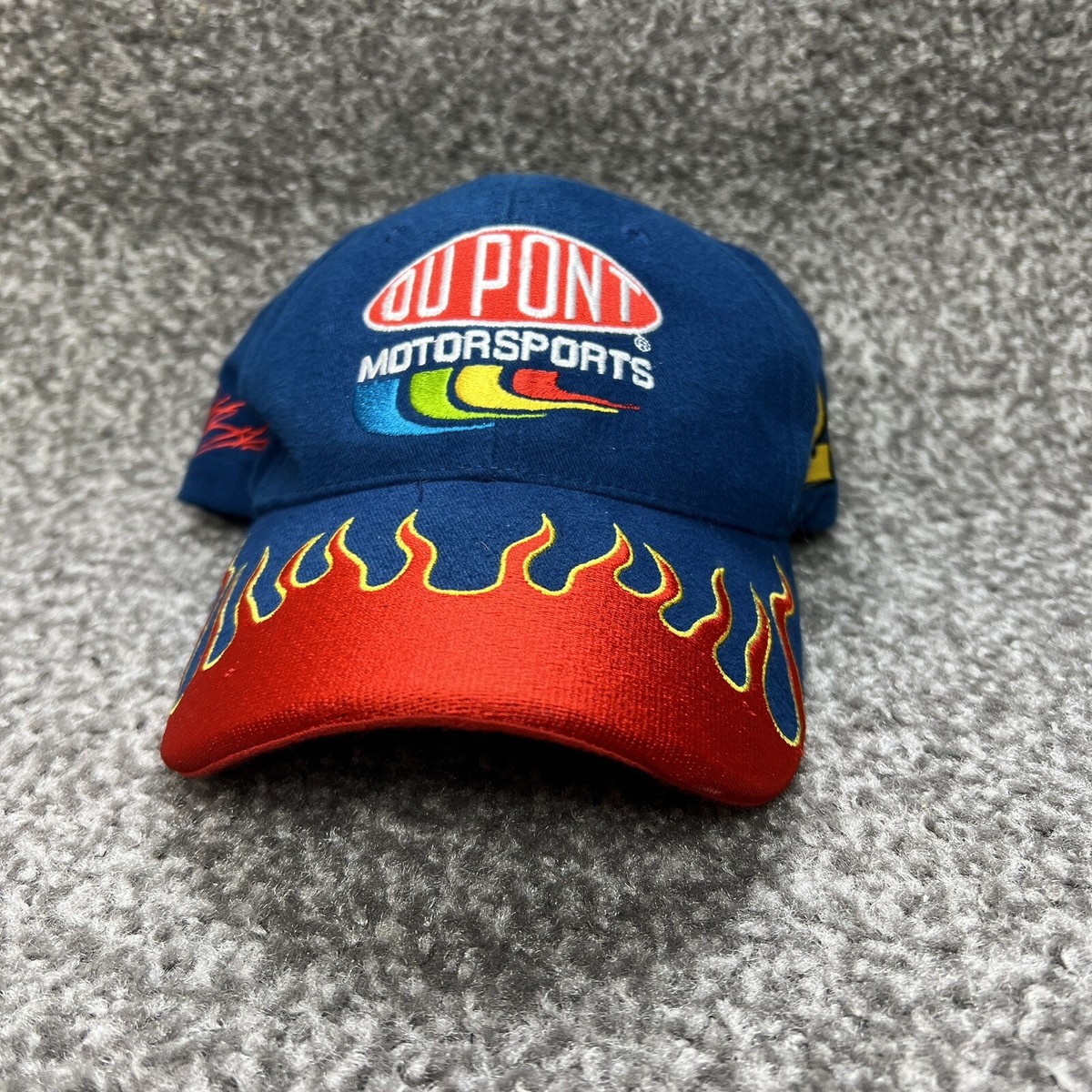 Vintage Jeff Gordon Flame Hat Cap Snap Back Blue Red Yellow NASCAR