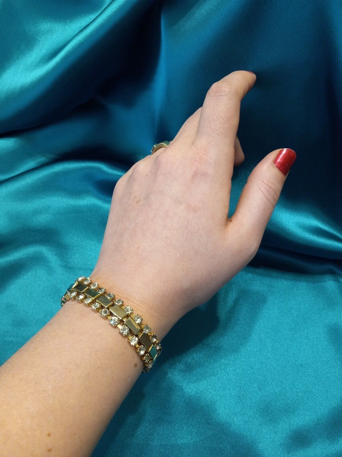 Vintage Multi Strand Rectangular Rhinestone Retro… - image 3