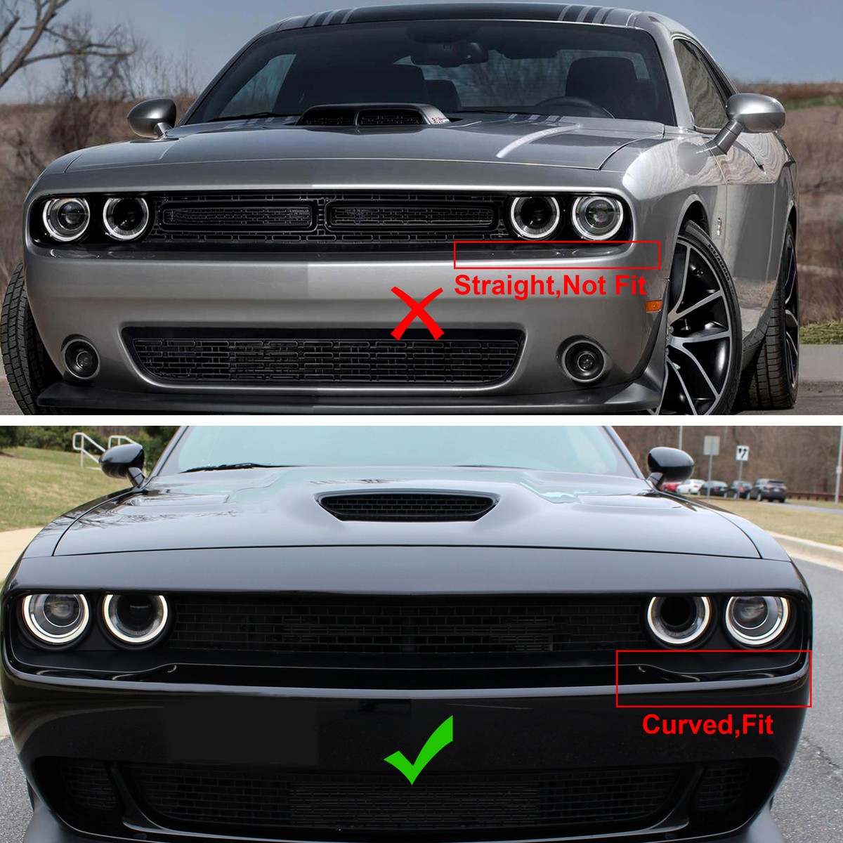 New Front Grille For 2015-2018 Dodge Challenger Scat Pack/SRT 392 - Matte Black, CH1200390