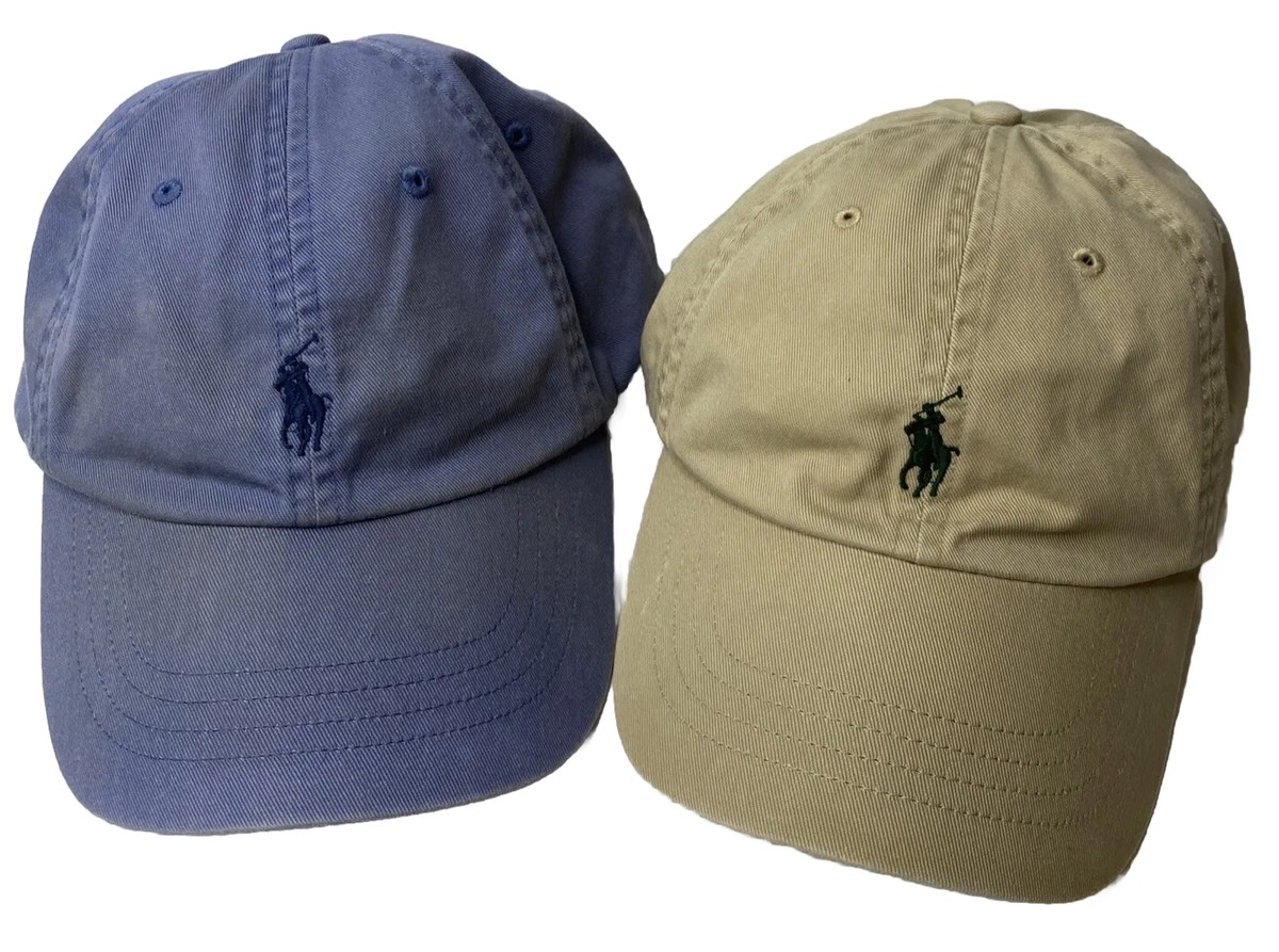 Polo Ralph Lauren Cotton Chino Blue/Beige Ball Cap (Lot Of