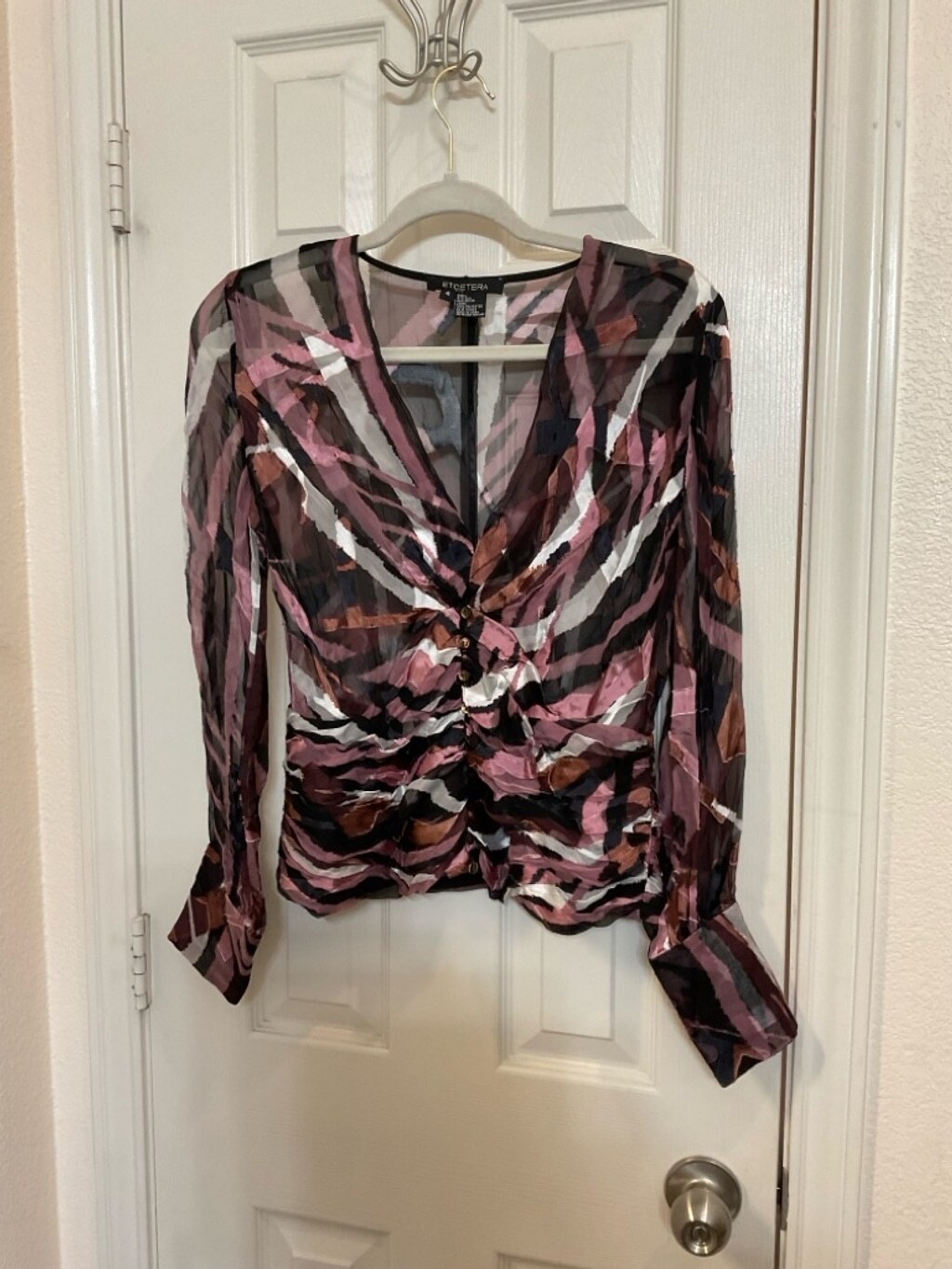 Women's ETCETERA Size 4 Sheer Silk Blend Blouse