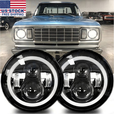For Dodge W100 W200 D100 D200 Pickup Truck 7 Inch Halo Led Headlight Drl Pair