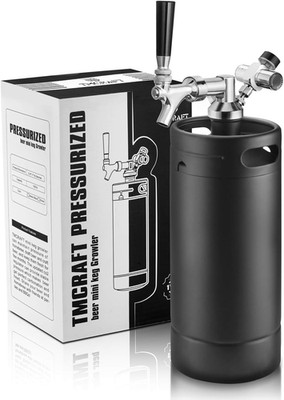 128Oz Growler Tap System, Pressurized Stainless Steel Mini Keg with Cooler Jacke