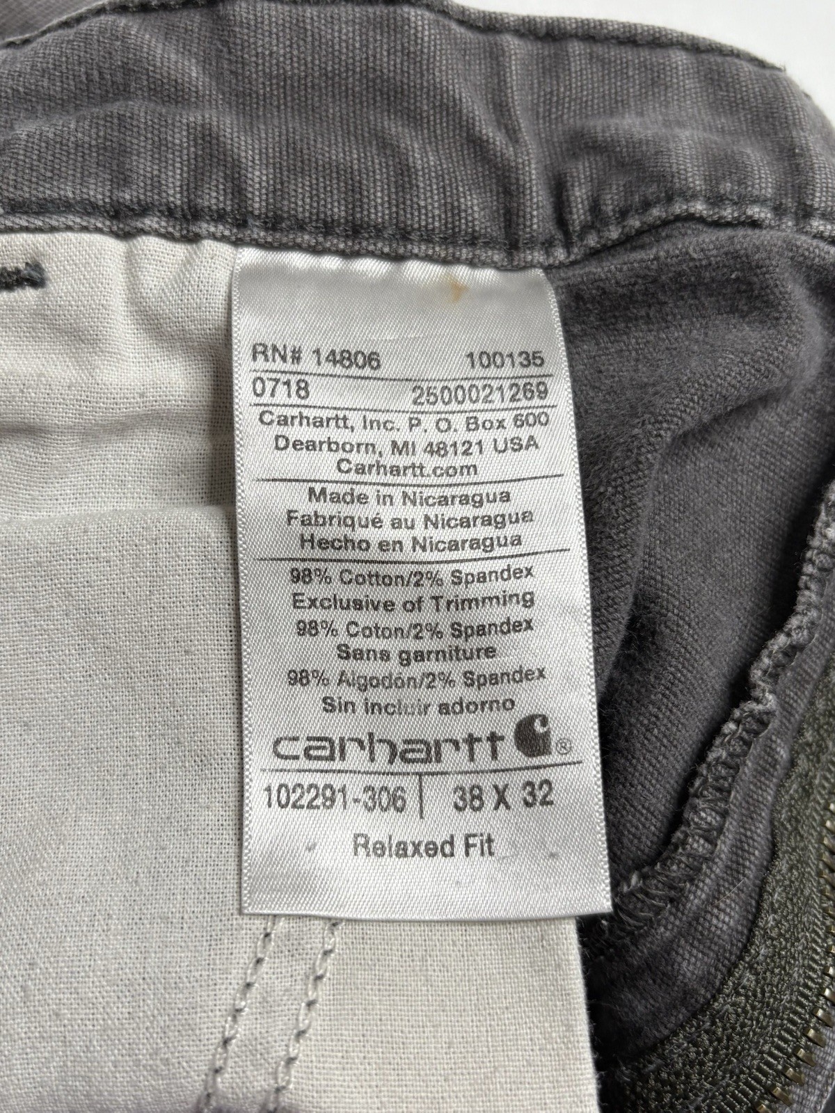 Carhartt Rigby Rugged Flex Canvas Relaxed Fit Pants 102291 306 Grey Mens 36 x 30 thumbnail 5