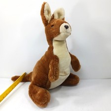 Vintage Kangaroo Plush Stuffed Animal with Pouch Brown Cream 15 Inch