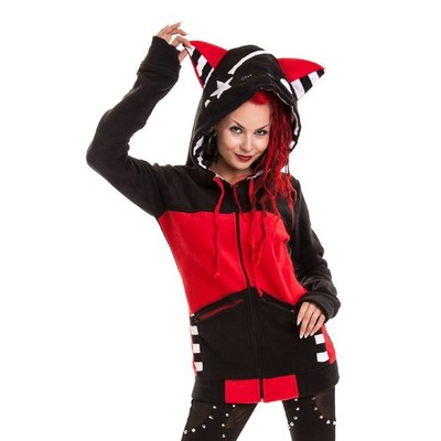 Bye Bye Kitty Star Kitty Hoodie S UK 8 US 4 EU 36 Goth Emo Scene Cat Ears
