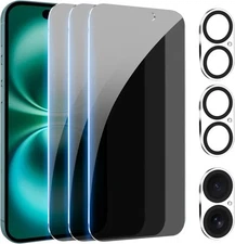 PEHAEL [3+3Pack] for iPhone 16 Privacy Screen Protector with Camera Black 