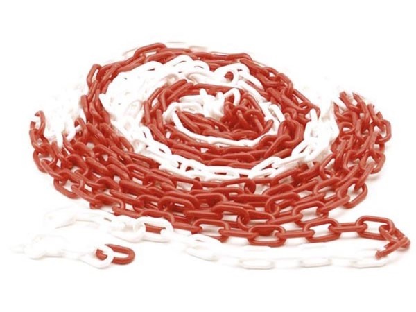 Perel Absperrkette Rot Weiß 10 M, Kunststoff, Sicherheitskette FüR Innen Und-image