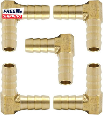 Brass Hose Barb 90 Degree Elbow Fitting 5/16  Barbed X 5/16   Barbed  Pack of 5