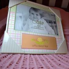 Fetco Little Sweet Pea Baby Picture Frame 6x4 Plaid Design Nursery Decor G1 