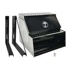 25"x28"x30" Aluminum Truck Side Mount Saddle Step Tool Box &24" Mounting Bracket