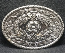 XB05155 GREAT VINTAGE 1970s FLORAL ARTWORK NATURE UNISEX FASHION BELT BUCKLE