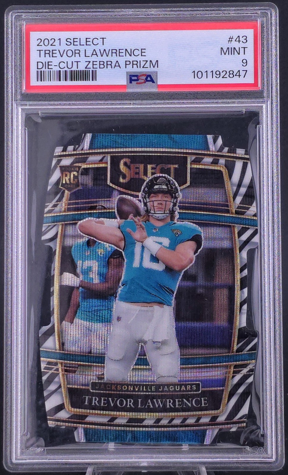 2021 Panini Select - Concourse Trevor Lawrence #43 Zebra Prizm Die-Cut (RC)