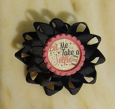 Let Me Take A Selfie Girl Hair bow Hair Clip Black Ribbon