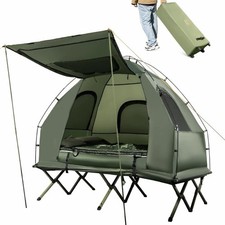 2 Person Foldable Camping Tent, Elevated Tent Cot with Camping Bed, Air Mattress