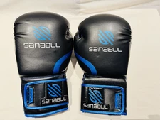 Sanabul Essential GEL Boxing Kickboxing Training Gloves Black-Blue 14 Oz