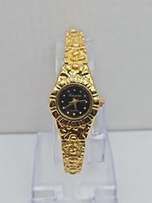 Hampden Women Quartz Goldtone Nugget Bracelet Watch Japan Movt New Battery Black