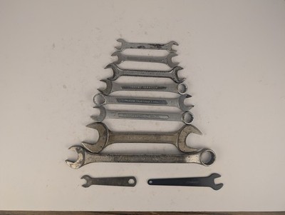 Lot of 10 Vintage Combination & Open-End Wrenches   Gedore, Truecraft, Peerless