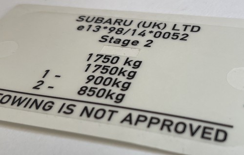 Subaru Impreza STi WRX Prodrive P1 Load Plate Label + P1 Build number hole - Picture 4 of 5