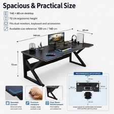 Eeeza Gaming Desk Computer Desks Table Study Home Ofiice Stand Table 140CM — image 10