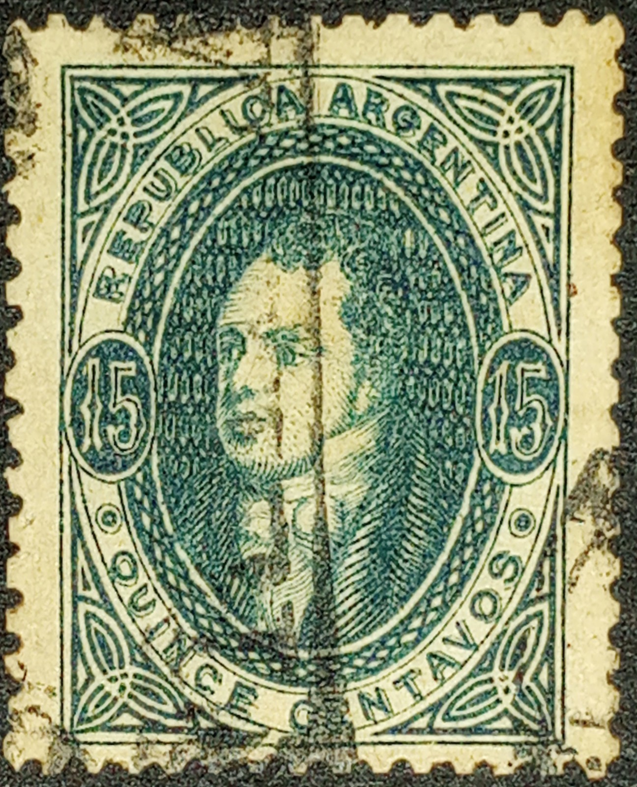 Argentina 1864-67 Rivadavia 15c Blue Used Perf 11½ Scott #13 SG #18 Michel #13