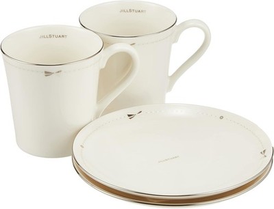 Jill Stuart Geschirr Set Weiß Band Muster 2people Set Modisch Süß 4 Pi