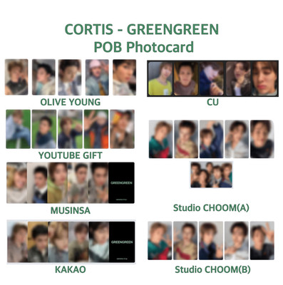 CORTIS ジュフン GREENGREEN musinsa トレカ Cortis]GREENGREEN OY, CU, KAKAO, MUSINSA, YOUTUBE, Studio CHOOM