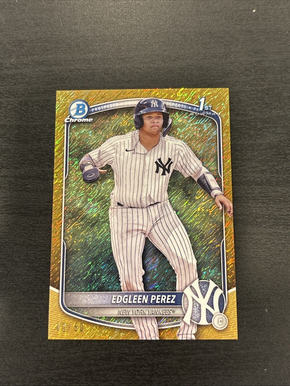 Edgleen Perez 2025 Bowman Chrome 1st  GOLD Shimmer /50 #BCP-80 Yankees 🔥