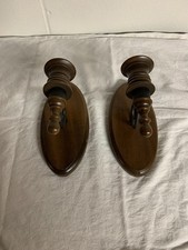 Homco Vintage 1970s Candle Holder Wall Sconces, Faux Wood, Pair 8” X 3.75”