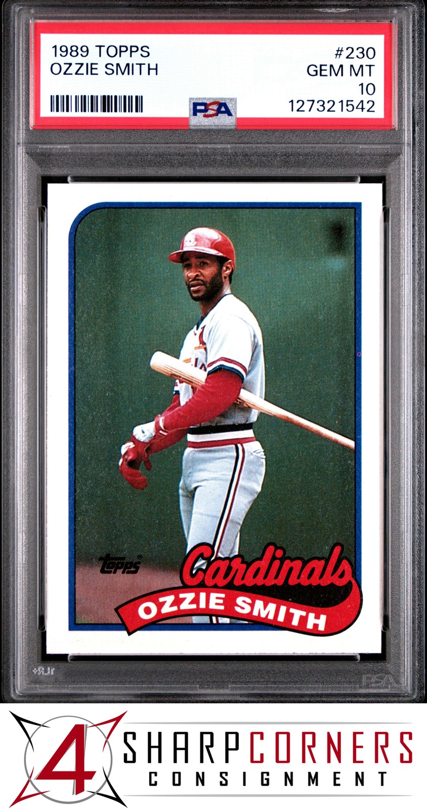 1989 TOPPS #230 OZZIE SMITH CARDINALS HOF PSA 10